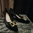 Aaronfaiy Women's Black Suede Formal Shoes - Size 41 - 1