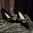 Aaronfaiy Women's Black Suede Formal Shoes - Size 41 - 5