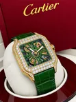 Cartier Luxury Leather Strap Skeleton Face Watch - 1