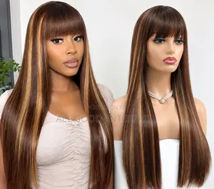 Blonde Wigs with Bangs - Long Straight Synthetic