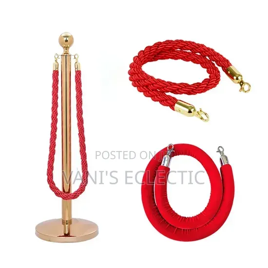 VIP Gold Stanchion Posts with Red Rope - Crowd Control - 1