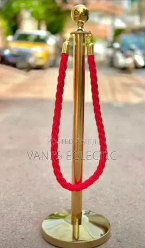 VIP Gold Stanchion Posts with Red Rope - Crowd Control