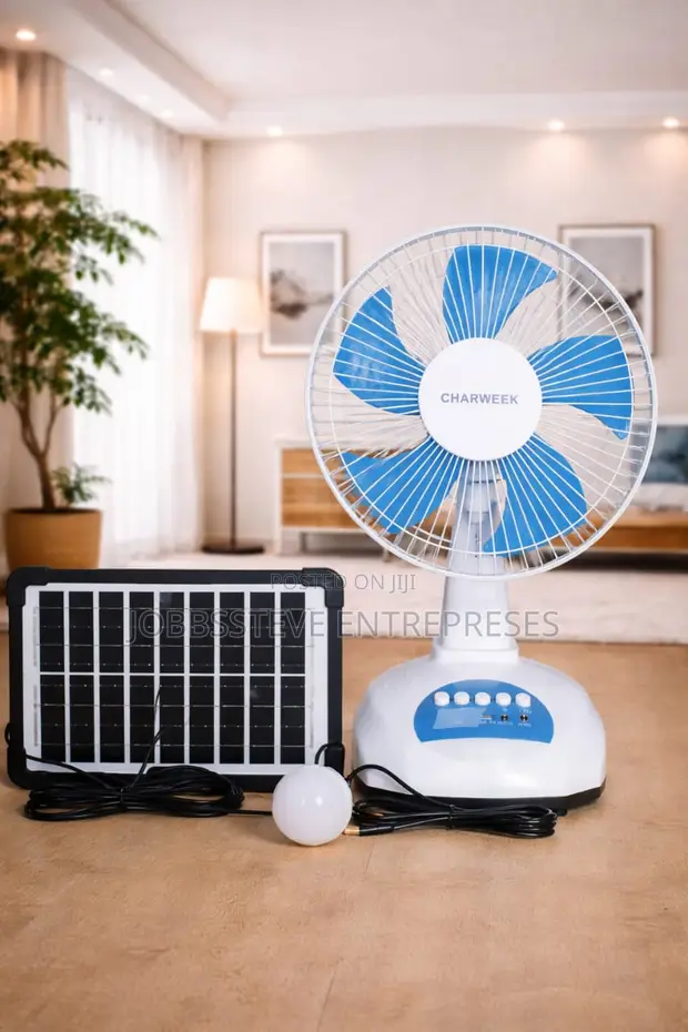12-Inch Solar Table Fan with Panel - 1