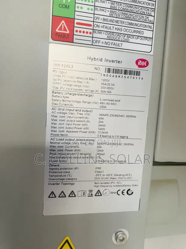 12kVA 48V Three Phase Itel Hybrid Inverter - 1