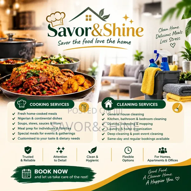 Savor & Shine: Professional Cooking & Cleaning Services - 1