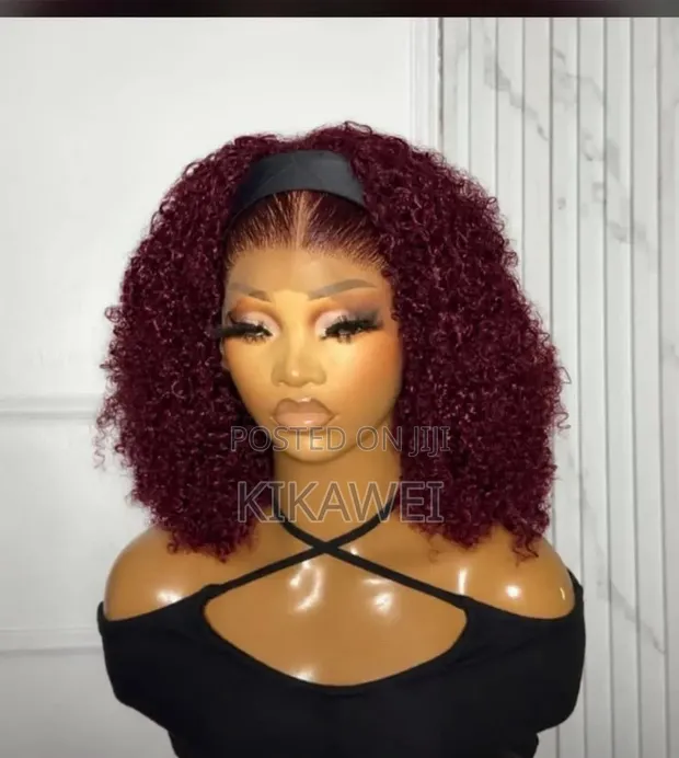 Pixie Curls Wine Marching Gele Frontal Wig - 1