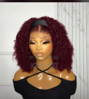 Pixie Curls Wine Marching Gele Frontal Wig