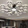 Semi-Flush Ceiling Chandelier - Modern Black Branch Tree Design - 1