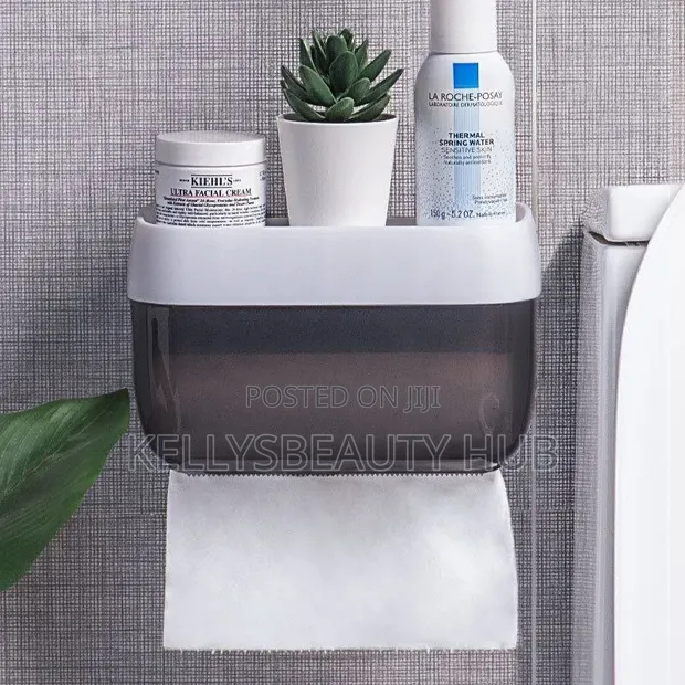Punch-Free Bathroom Tissue Holder with Phone Stand - 1
