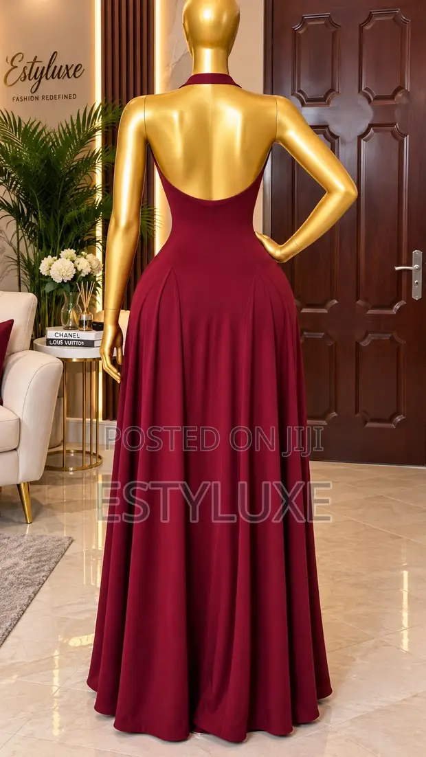 Classy Luxury Wine Color Gown - 1
