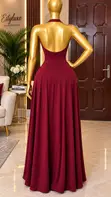 Classy Luxury Wine Color Gown - 1