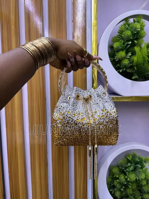 Luxe Sparkle Crystal Ombre Bucket Bag - 1