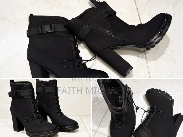 Shoedazzle Black Lace-Up Tactical Ankle Boots - 1