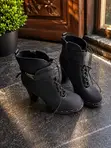 Shoedazzle Black Lace-Up Tactical Ankle Boots - 2