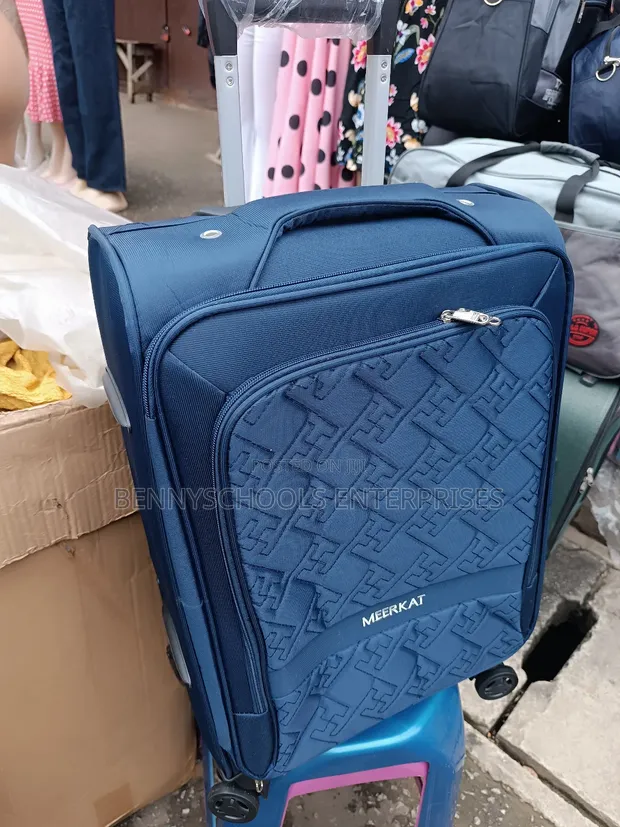 Small Blue Travel Luggage Box with 4 Wheels - 1