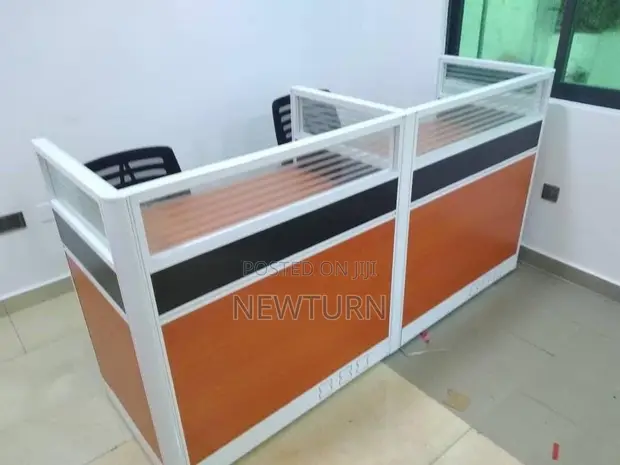 Double Section Workstation with Glass Demarcation - 1
