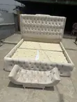 Tufted 6x6 Padded Bedframe with Footrest - 1