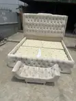 Tufted 6x6 Padded Bedframe with Footrest - 2