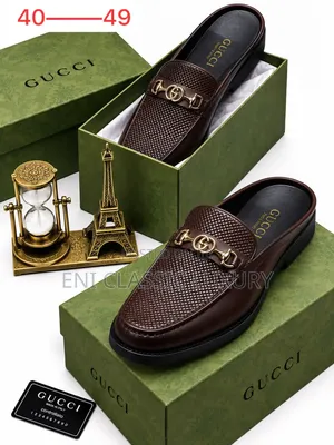 Gucci Luxury Men's Half Shoes - Brown Leather