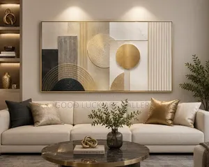 Modern Geometric Gold Circle Canvas Wall Art