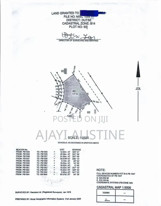 1.47 Hectares Land for Sale in Apo Dutse, Abuja - 1