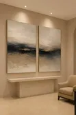 Modern Abstract Diptych Canvas Art - Gold Frames - 1