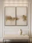 Modern Abstract Diptych Canvas Art - Gold Frames - 4