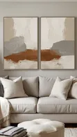 Modern Abstract Diptych Canvas Art - Gold Frames - 5