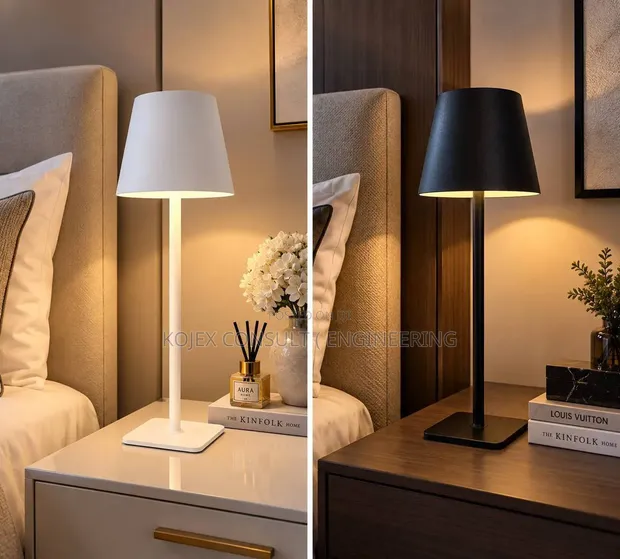 Movable Rechargeable Table Lamp - Black/White - 1