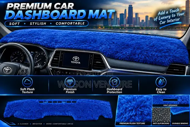 Premium Blue Fluffy Dashboard Mat for Lexus - 1