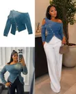 Luxury Stylish Denim Top - Brand New - 2