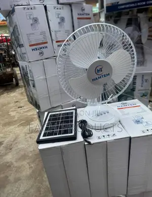 Hamtem Rechargeable Solar Fan Mai Hasken LED