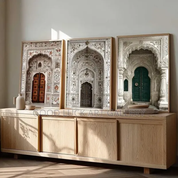 Mughal-Inspired Art Prints (Set of 3 Framed) - 1