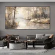 Framed Canvas Art - Misty Forest Landscape - 1