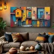 Rustic Village Houses Canvas Wall Art - 1