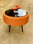 Orange Rope Tyre Center Table with 3D Black Glass Top - 5