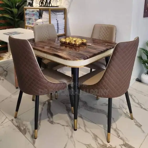 Home Interiors Marble Dining Table with 4 Chairs - 1