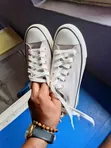 Beautiful Cream Canvas Sneakers - Low Cut Neck - 1
