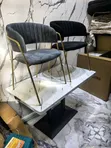 Kujerar Abincin Velvet ta Zamani - Grey Mai Dufe - 1