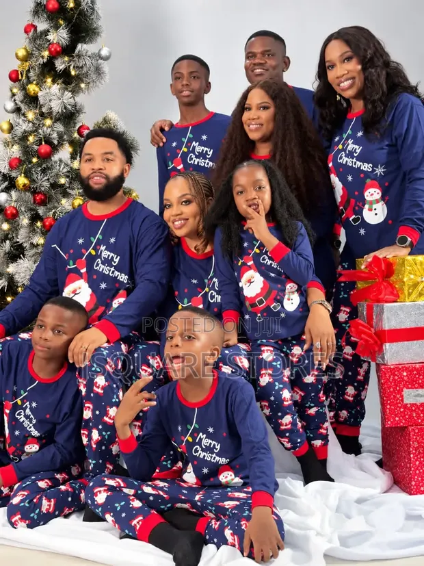 Blue Santa Family Christmas Pyjamas - 1