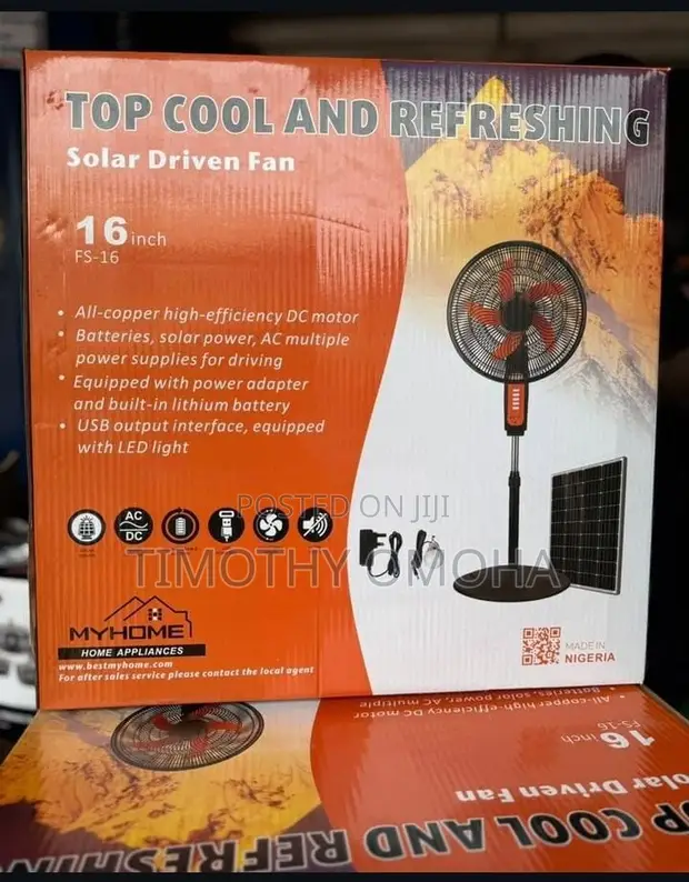 Solar and Rechargeable Fan - 16 Inch, 25W - 1