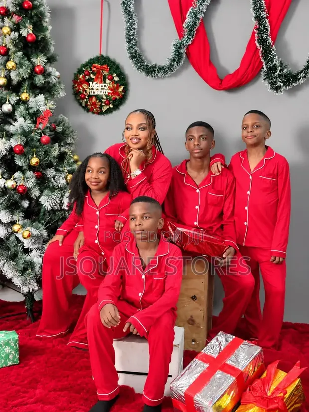 Plain Red Family Christmas Pyjamas (1 Wata - 3XL) - 1