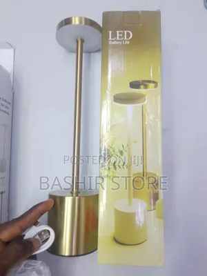 Rechargeable Gold Cylindrical LED Table Lamp