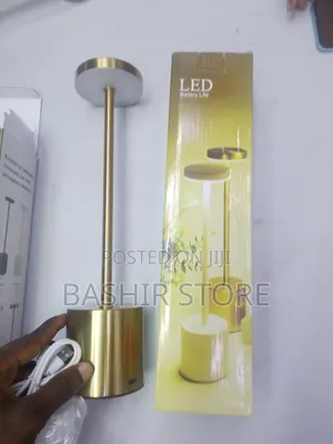 Rechargeable Gold Cylindrical LED Table Lamp