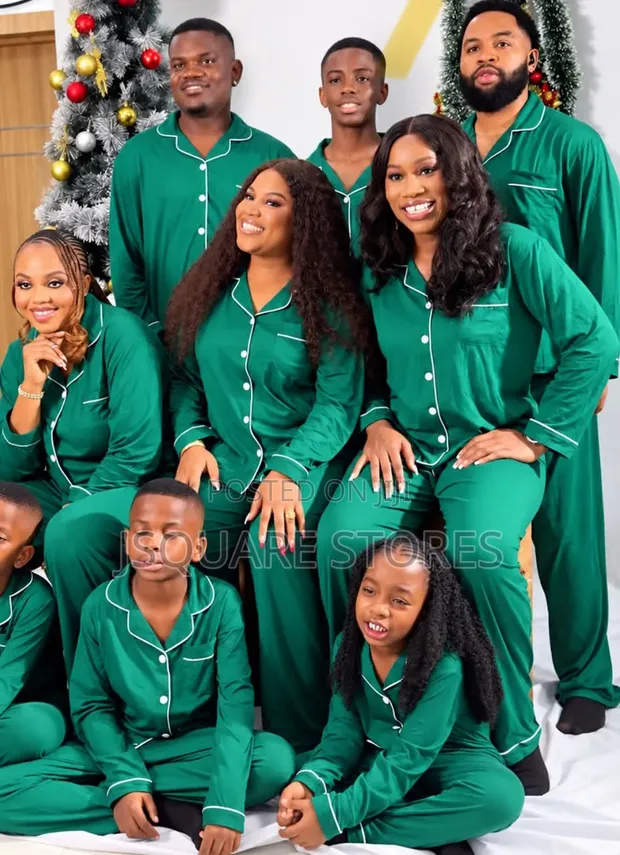 Plain Green Family Christmas Pyjamas - 1