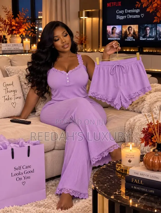 3-in-1 Serene Lace-Trim Lounge Set - 1