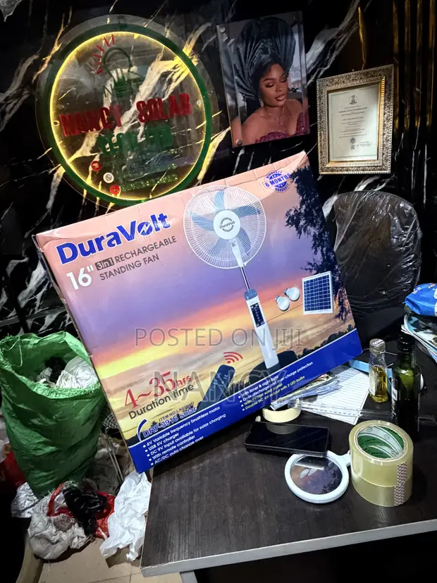 16-inch Duravolt Rechargeable Solar Fan - 1