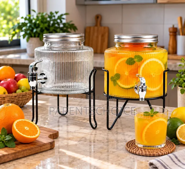 2.5L Glass Beverage Dispenser with Metal Stand - 1