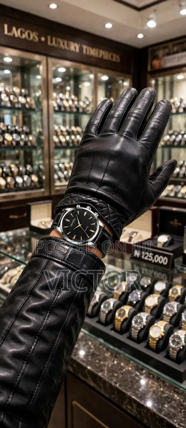 Geneva Brown Leather Chronograph Watch with Date - 1