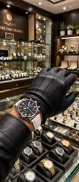 Geneva Brown Leather Chronograph Watch with Date - 4